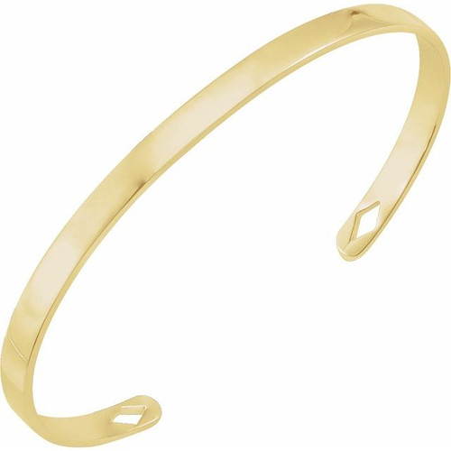 14K Yellow Gold Engravable Cuff 7" Bracelet