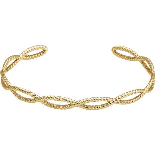 14K Yellow Gold Rope Cuff Bracelet