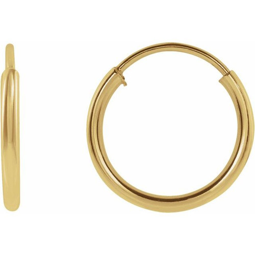 14K Yellow Gold 10mm-30mm Flexible Endless Hoop Earrings