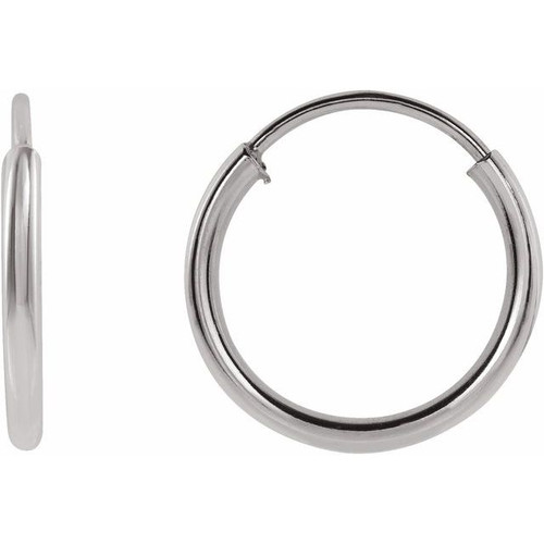 14K White Gold 10mm-30mm Flexible Endless Hoop Earrings