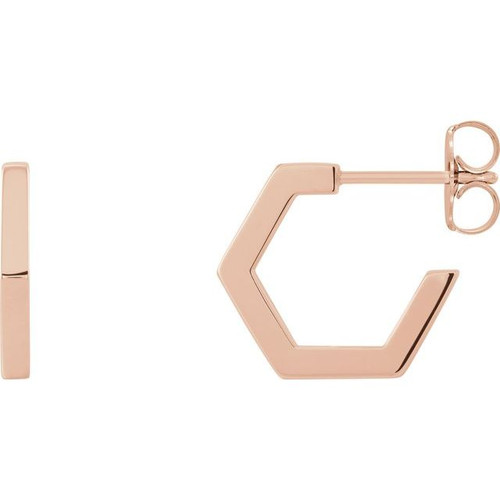 14K Rose Gold Geometric Hoop Earrings