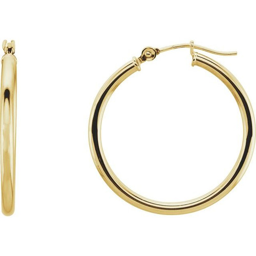 14K Yellow Gold 25mm Simple Hoop Earrings