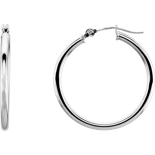 14K White Gold 25mm Hoop Earrings