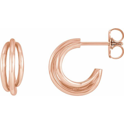 14K Rose Gold Multi-Layer Hoop Earrings