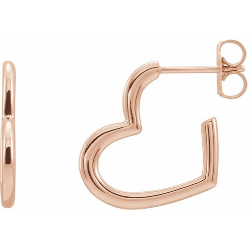 14K Rose Gold Heart Hoop Earrings