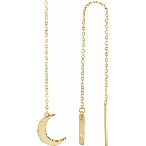 14K Yellow Gold Crescent Chain Earrings