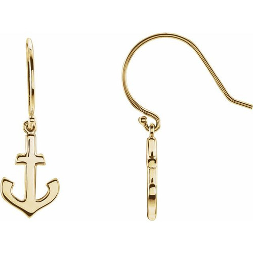 14K Yellow Gold Petite Anchor Earrings