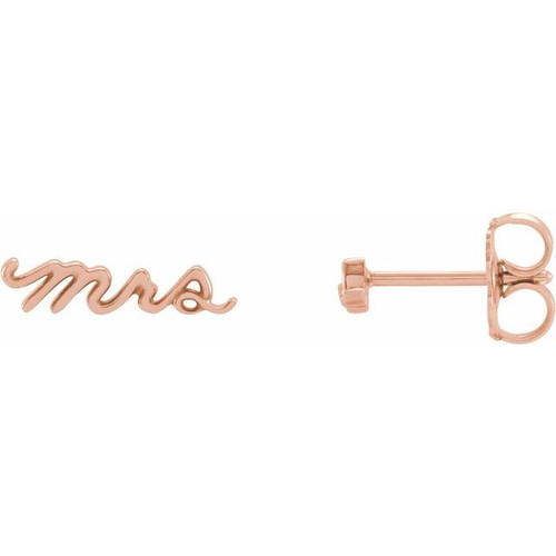 14K Rose Gold "Mrs." Earrings