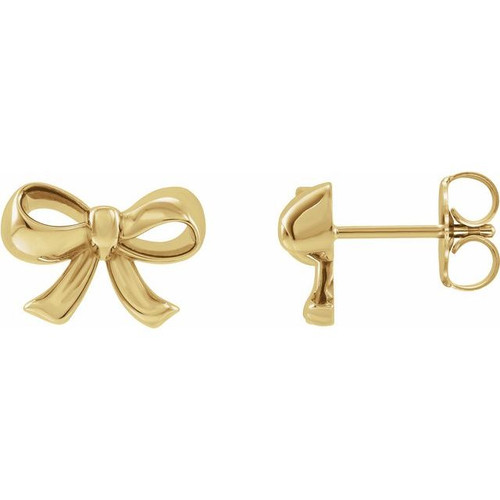 14K Yellow Gold Bow Earrings