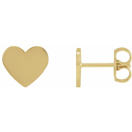 14K Yellow Gold Engravable Heart Earrings