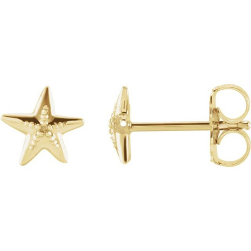 14K Yellow Gold Starfish Earrings