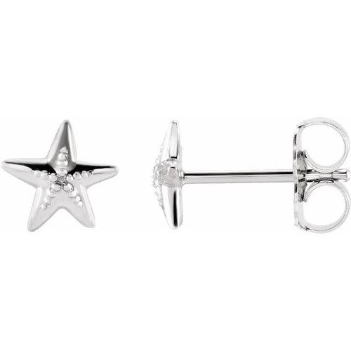 14K White Gold Starfish Earrings