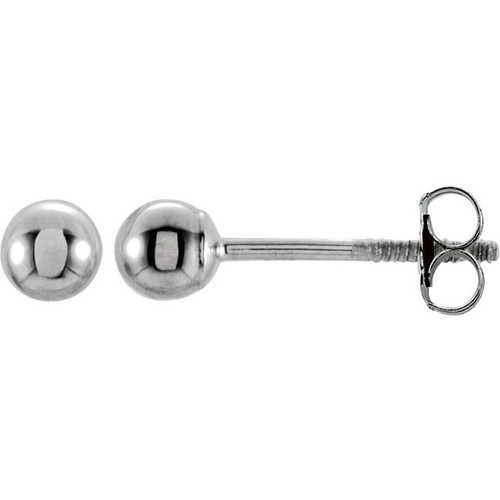 14K White Gold Ball Stud Earrings