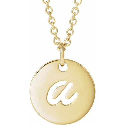 14K Yellow Gold Script Initial 16-18" Necklace