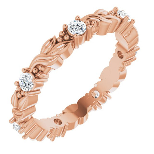 14K Rose Gold 3/8 CTW Natural Diamond Floral Eternity Band