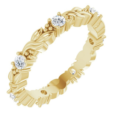 14K Yellow Gold 3/8 CTW Natural Diamond Floral Eternity Band