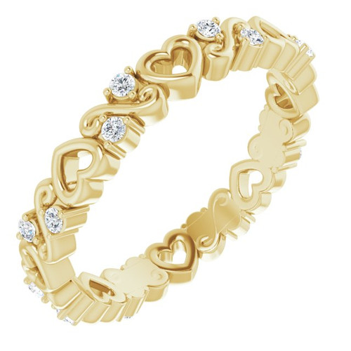 14K Yellow Gold 1/8 CTW Natural Diamond Heart Eternity Band