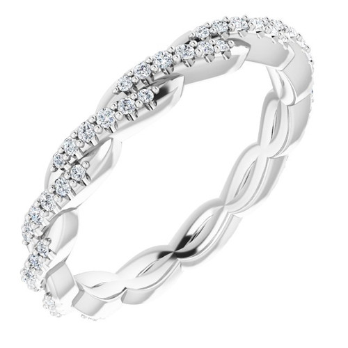 14K White Gold 1/4 CTW Natural Diamond Twisted Eternity Band