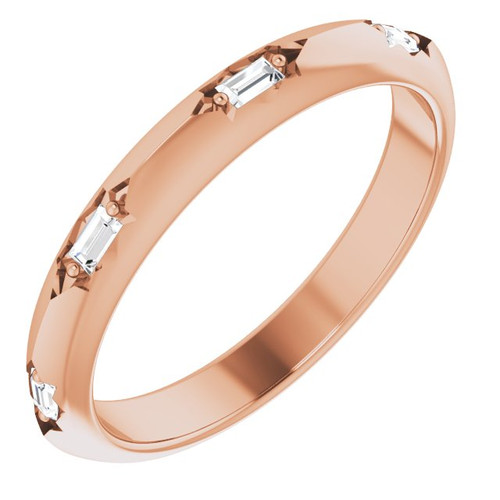 14K Rose Gold 1/5 CTW Natural Baguette Diamond Eternity Band