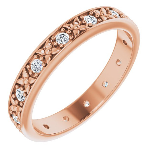 14K Rose Gold 1/4 CTW Natural Diamond Floral Eternity Band