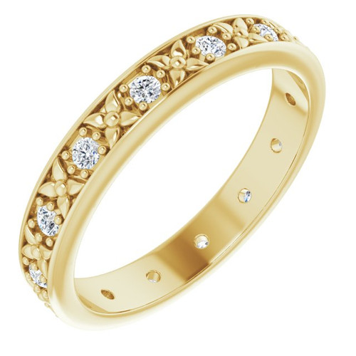 14K Yellow Gold 1/4 CTW Natural Diamond Floral Eternity Band