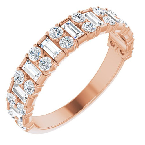 14K Rose Gold 9/10 CTW Accented Baguette Natural Diamond Anniversary Band