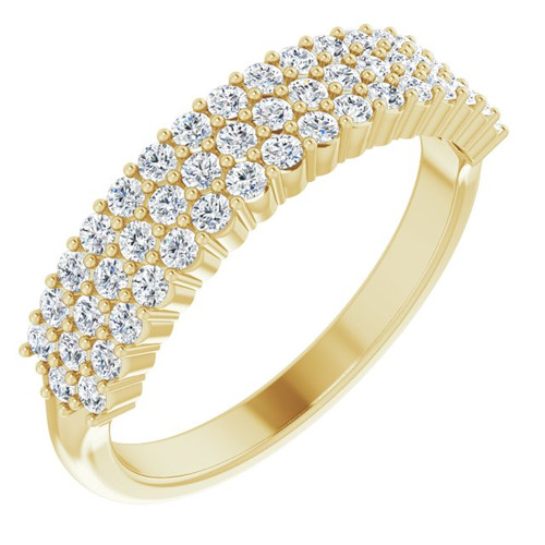 14K Yellow Gold 5/8 CTW Natural Diamond 3-Row Anniversary Band