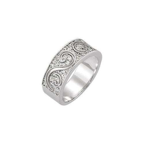 14K White Gold 1/2 CTW Natural Diamond Etruscan Anniversary Band