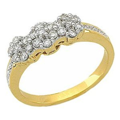 14K Yellow 1/2 CTW Natural Diamond Cluster Anniversary Ring