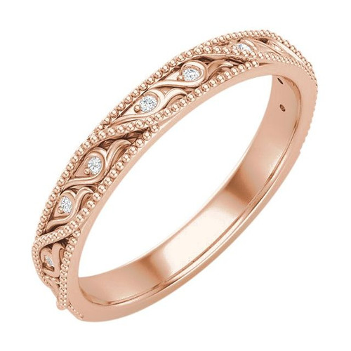 14K Rose Gold .05 CTW Natural Diamond Floral Anniversary Band