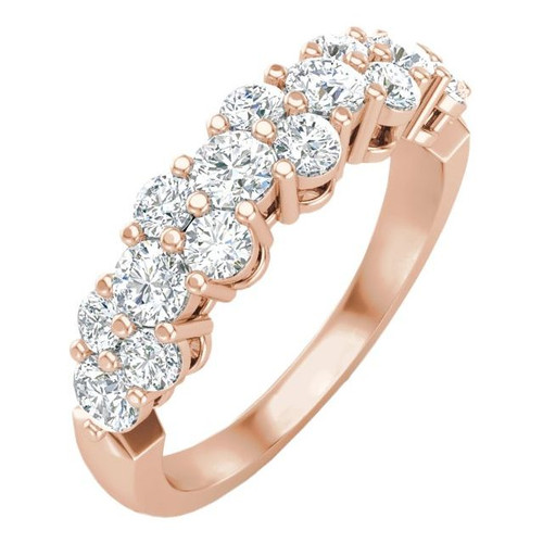 14K Rose Gold 1 CTW Natural Diamond Round Cluster Anniversary Band