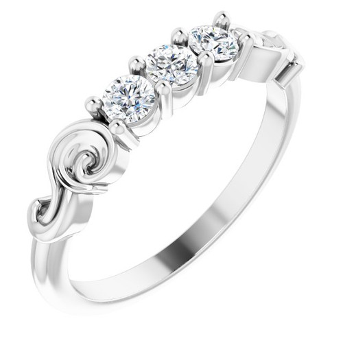 14K White Gold 1/4 CTW Natural Diamond Three-Stone Anniversary Band