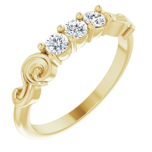 14K Yellow Gold 1/4 CTW Natural Diamond Three-Stone Anniversary Band