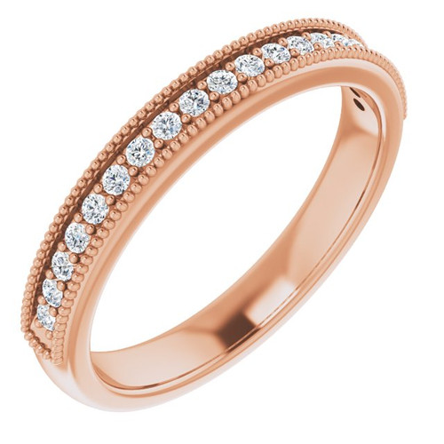 14K Rose Gold 1/5 CTW Lab-Grown Diamond Milgrain Edge Anniversary Band