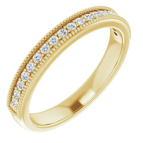 14K Yellow Gold 1/5 CTW Lab-Grown Diamond Milgrain Edge Anniversary Band