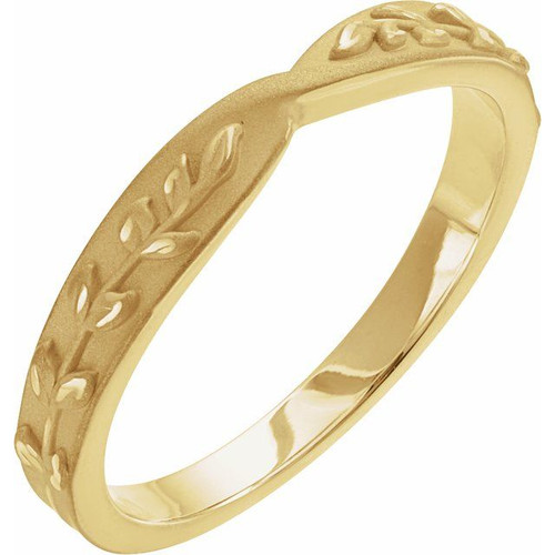 14K Yellow Gold Twisted Leaf Ring