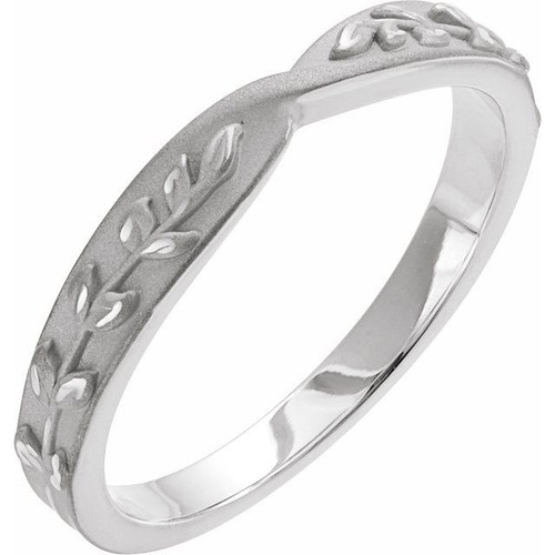 14K White Gold Twisted Leaf Ring