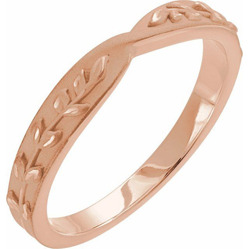 14K Rose Gold Twisted Leaf Ring