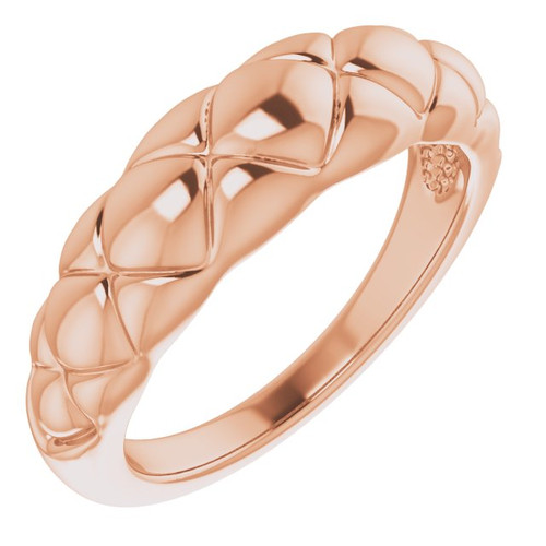 14K Rose Gold Quilted Dome Ring