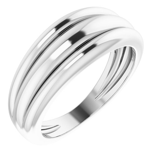 14K White Gold Triple Dome Ring