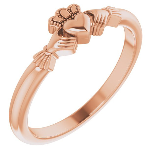 14K Rose Gold Dainty Claddagh Ring