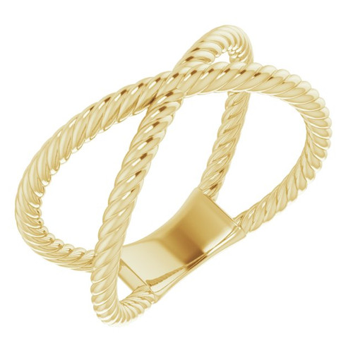 14K Yellow Gold Criss-Cross Rope Ring