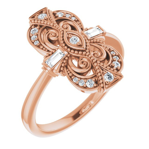 14K Rose Gold 1/5 CTW Natural Diamond Vintage Ring