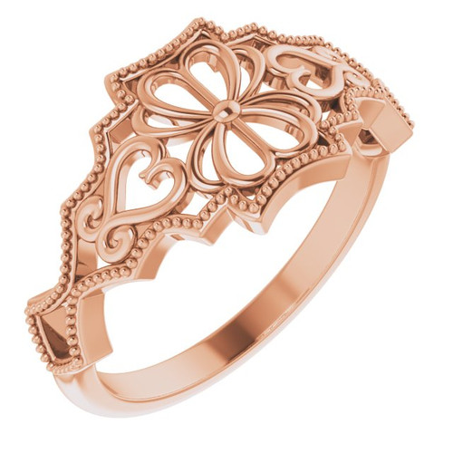 14K Rose Gold Milgrain-Edge Vintage Ring