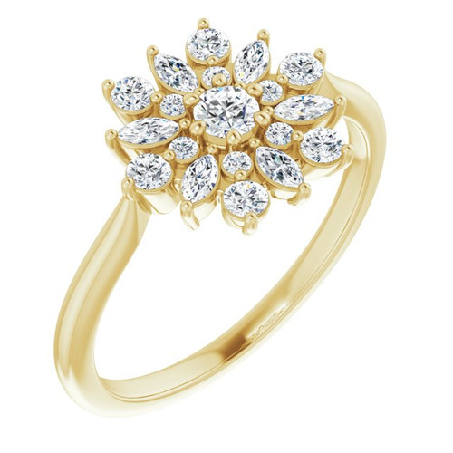 14K Yellow Gold 1/2 CTW Natural Diamond Floral Vintage Ring