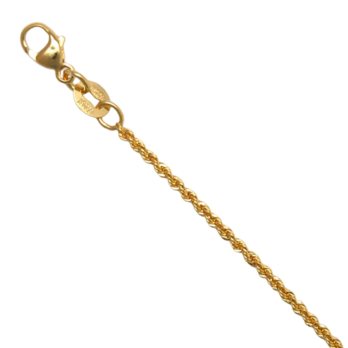 18K Yellow Gold 1.3mm Laser Rope Chain