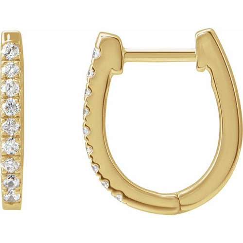 14K Yellow Gold 1/5 CTW Natural Diamond Hoop Earrings