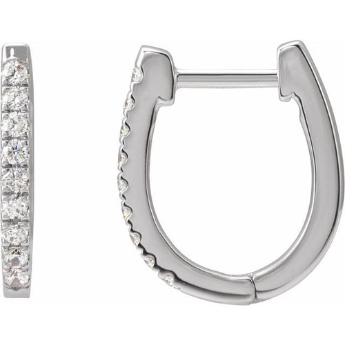 14K White Gold 1/5 CTW Natural Diamond Hoop Earrings