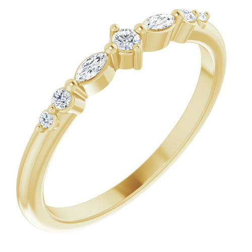 14K Yellow Gold 1/8 CTW Natural Diamond Stackable Lightning Ring