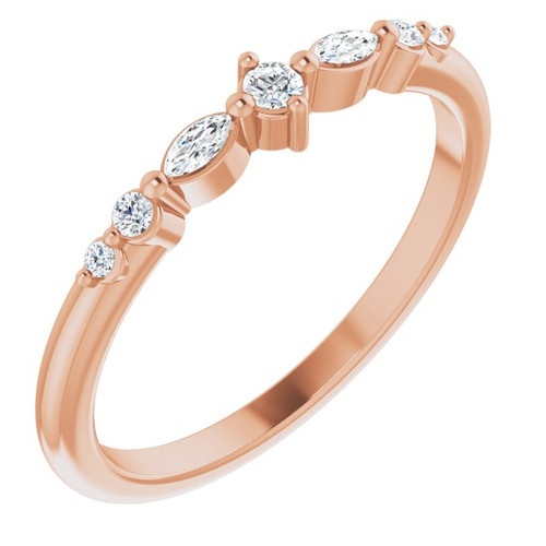 14K Rose Gold 1/8 CTW Natural Diamond Stackable Lightning Ring